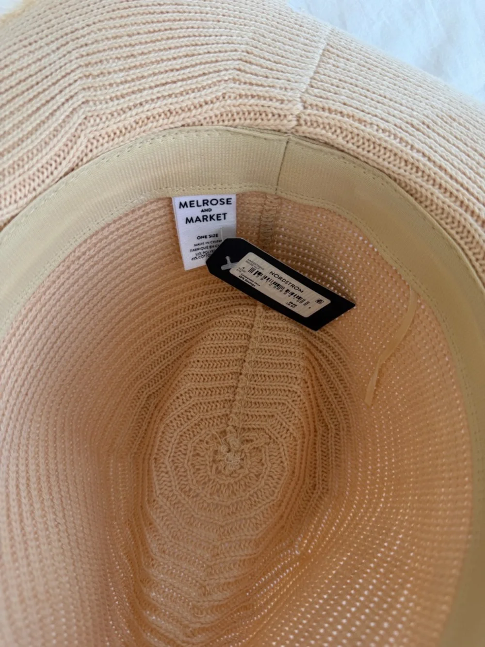 Melrose and Market Frayed Brim Straw Hat - Beige
